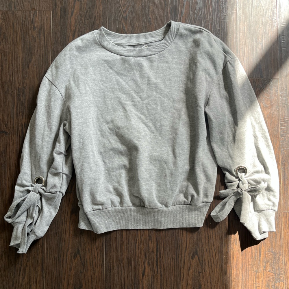 Light Gray Tie-Sleeve Sweatshirt